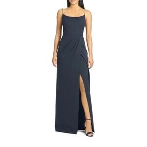$285 NWT SACHIN & BABI "Paulina" Gown Navy Blue Maxi Dress V-Neck Prom Bridal 14